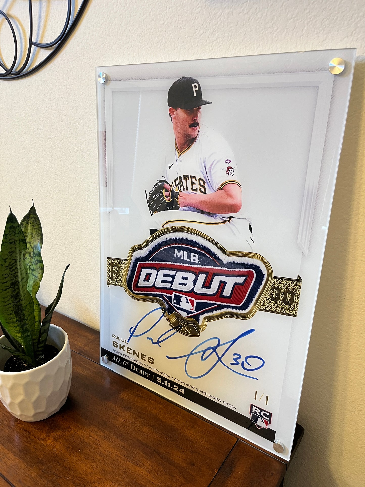 Paul Skenes Rookie Debut Patch Card - Acrylic Display